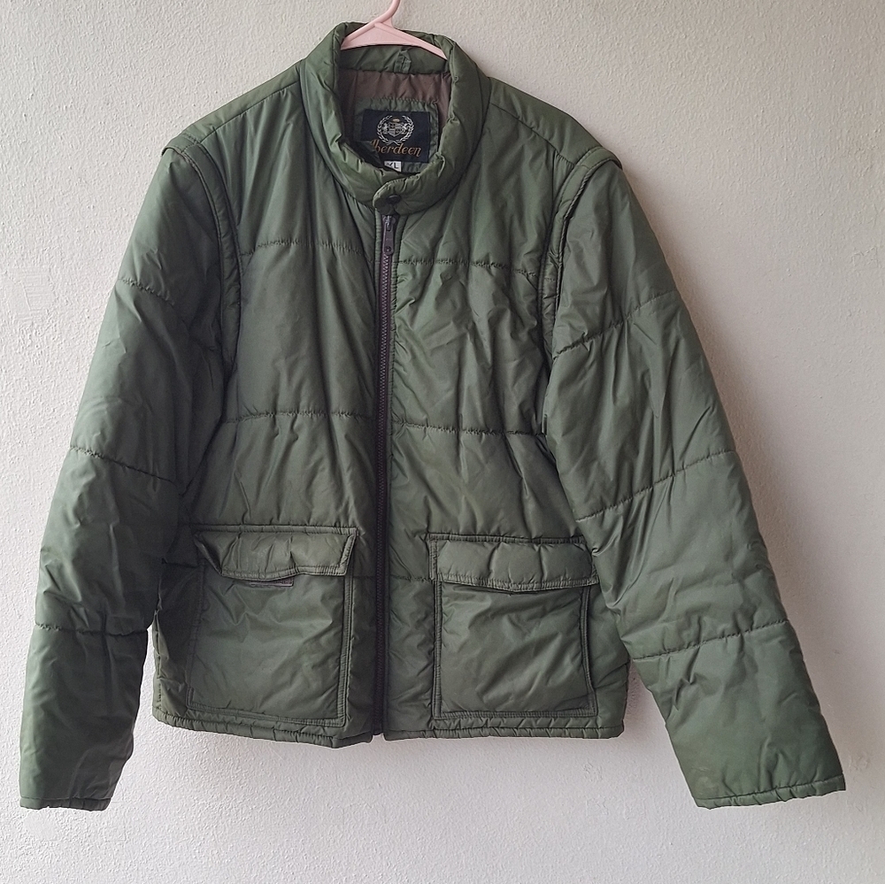 Aberdeen Full Zip Waterproof Green Olive Puffer Coat Size XL - Picture 3 of 10